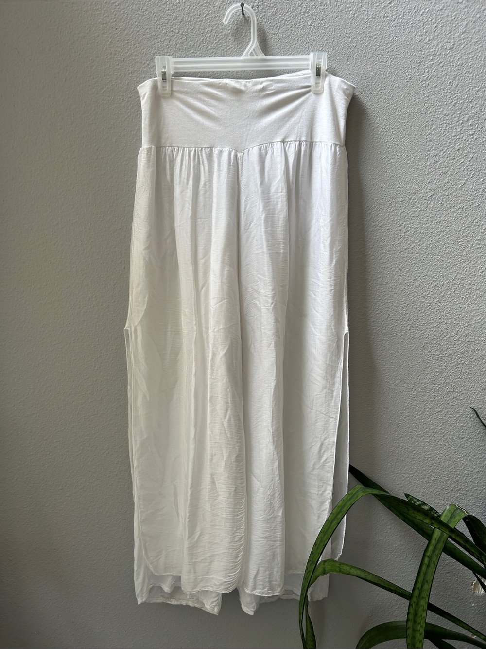 Scandal Italy White Wide Leg Palazzo Pants with Side Slits S